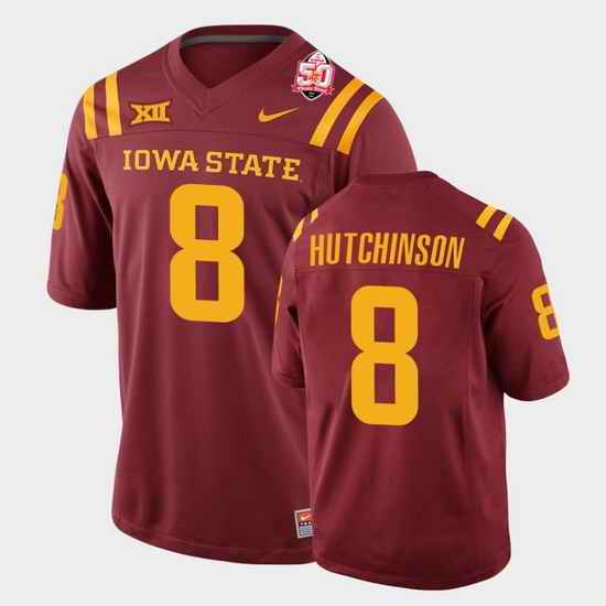Men Iowa State Cyclones Xavier Hutchinson 2021 Fiesta Bowl Cardinal College Football Jersey 0A